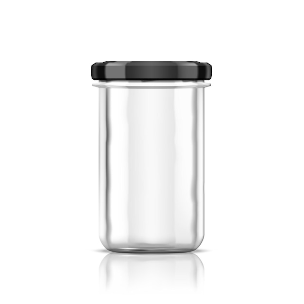 Vector 3d empty glass jar on white background