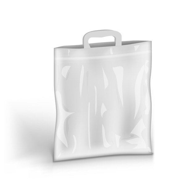 Vector 3d empty white plastic gift package bag