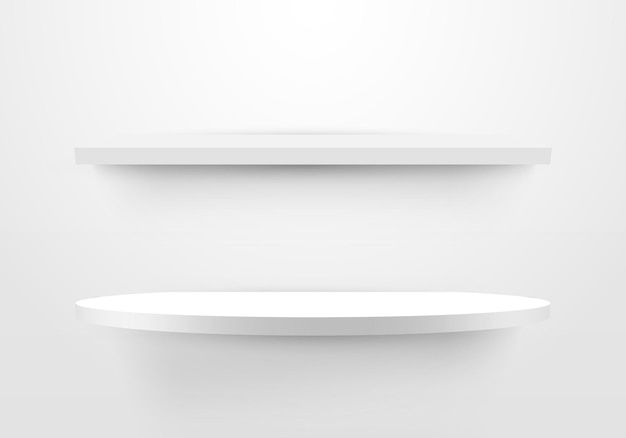 Vector 3d empty white shelf