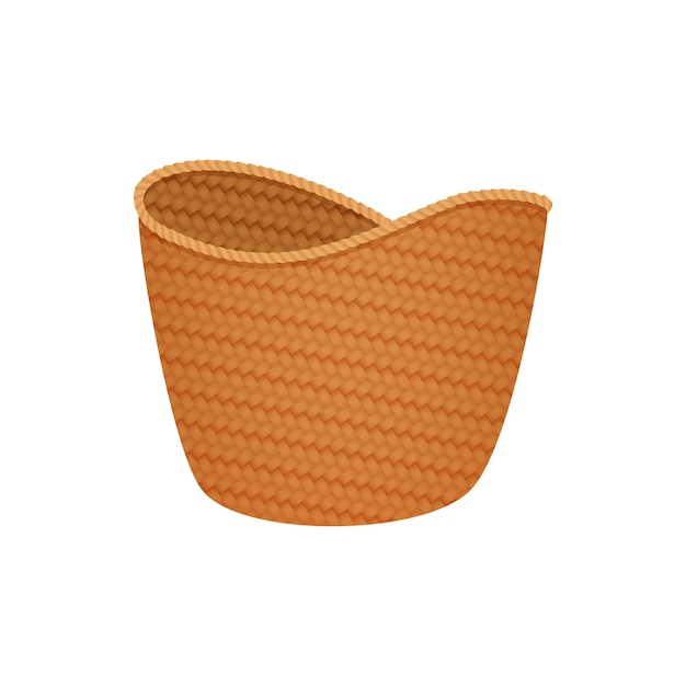 3d empty wicker basket with wavy edge and brown braided texture