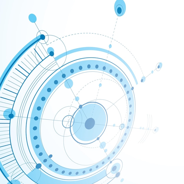 Sfondo vettoriale di tecnologia di ingegneria 3d. piano tecnico futuristico, meccanismo. lo schema meccanico blu, il design industriale astratto dimensionale può essere utilizzato come sfondo del sito web.