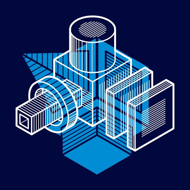 Vector 3d engineering vector, abstract shape made using cubes and geometric forms.