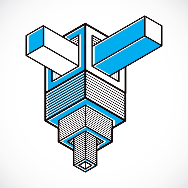 3D engineering vector, abstract shape made using cubes and geometric forms.