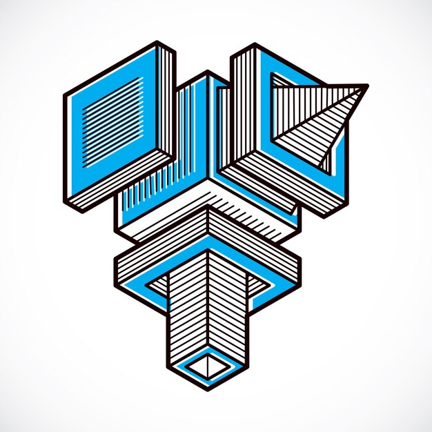 3D engineering vector, abstract shape made using cubes and geometric forms.