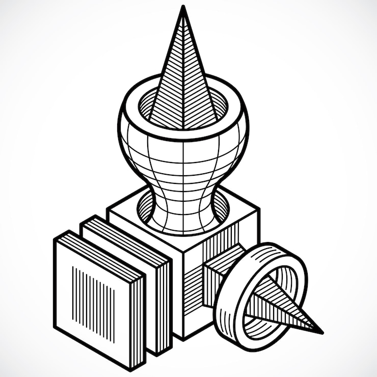 Vector 3d engineering vector, abstract shape made using cubes and geometric forms.