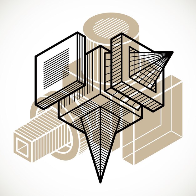 3D engineering vector, abstract shape made using cubes and geometric forms.