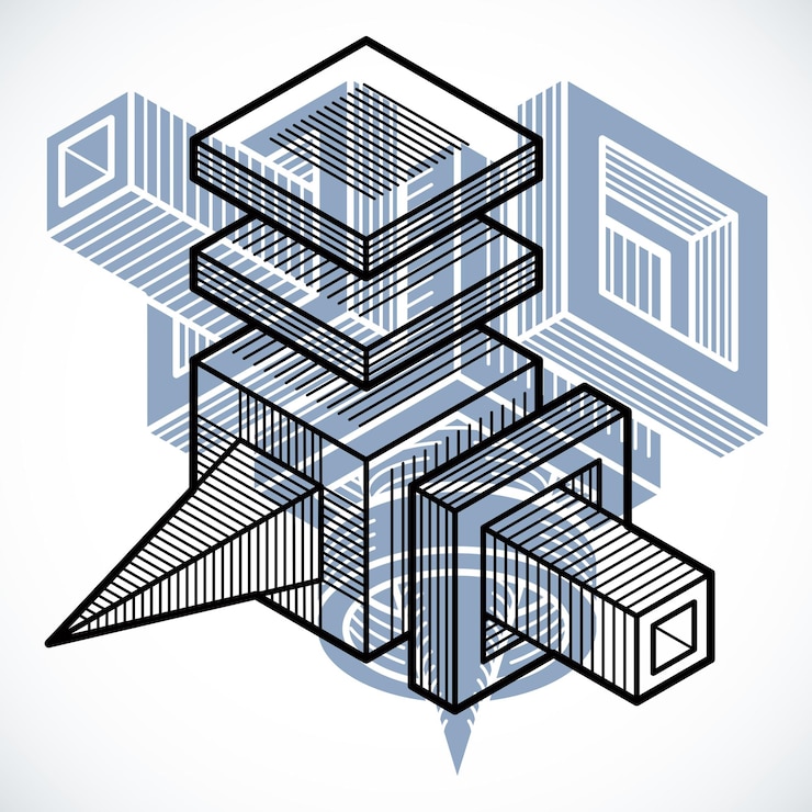 Vector 3d engineering vector, abstract shape made using cubes and geometric forms.