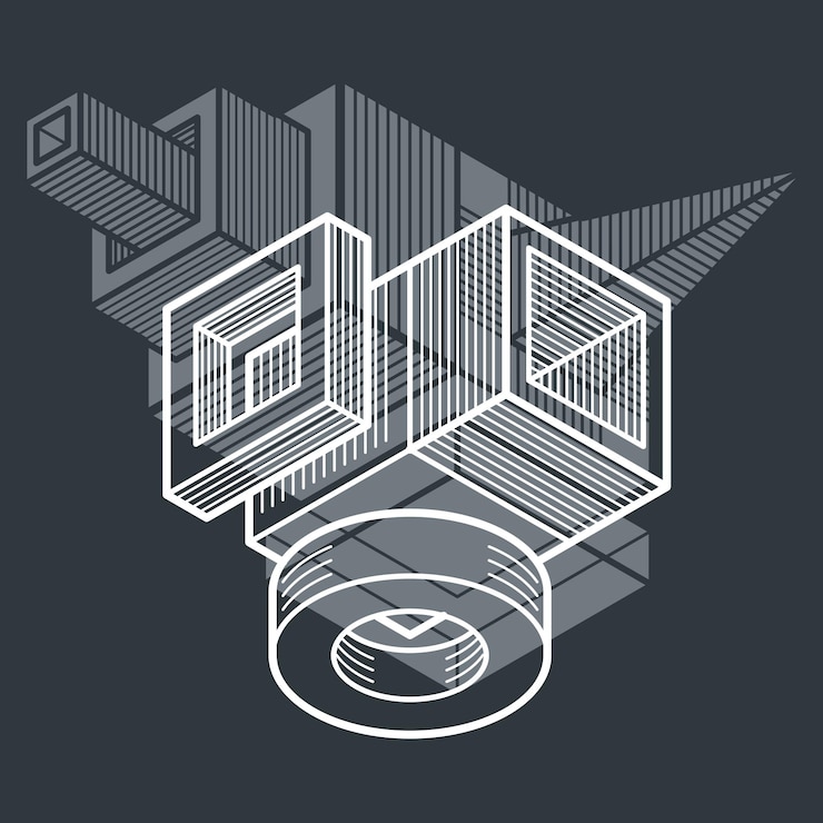 Vector 3d engineering vector, abstract shape made using cubes and geometric forms.