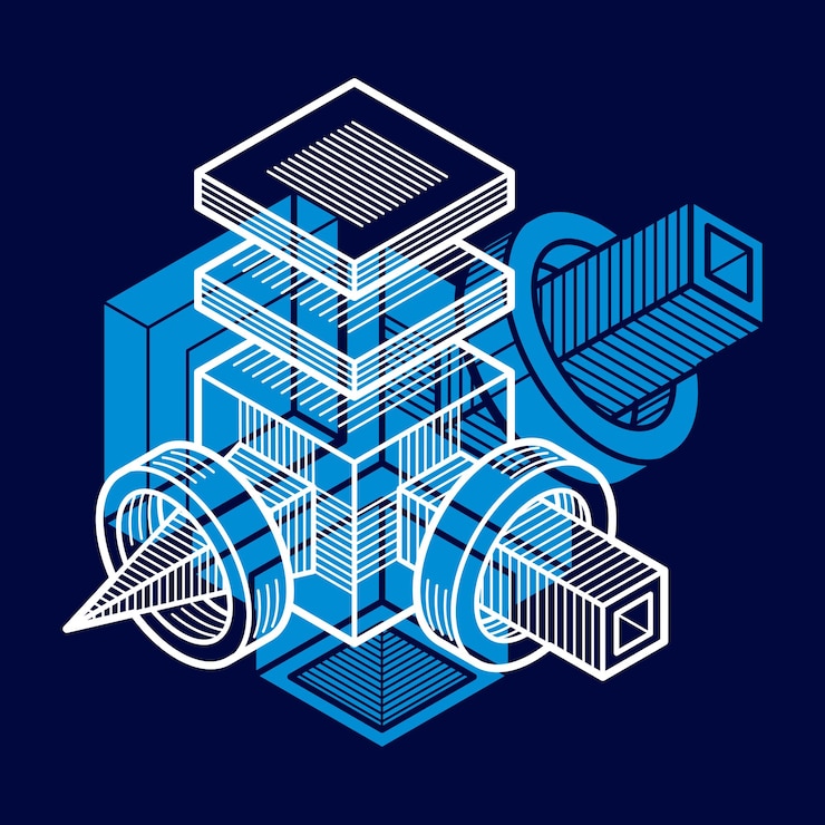 Vector 3d engineering vector, abstract shape made using cubes and geometric forms.