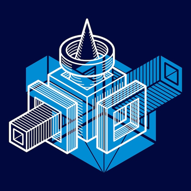 3D-engineering vector, abstracte vorm gemaakt met behulp van kubussen en geometrische vormen.