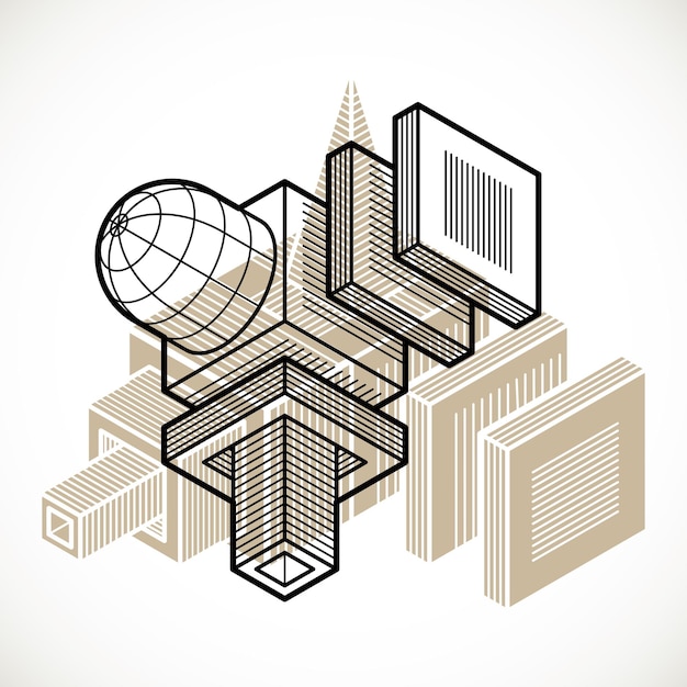 3D-engineering vector, abstracte vorm gemaakt met behulp van kubussen en geometrische vormen.