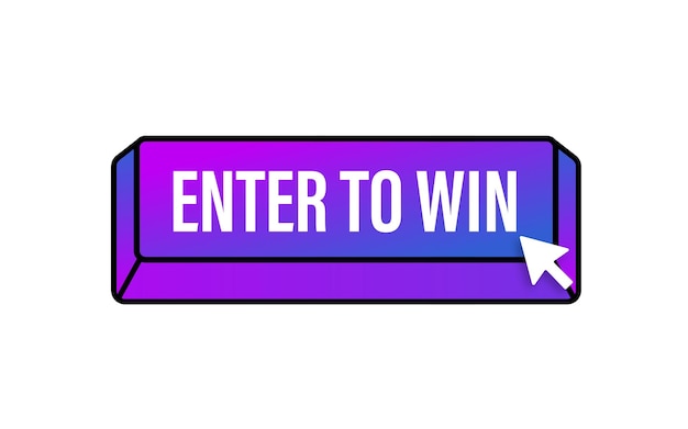 3d enter to win button for web background design. Click button isolated.