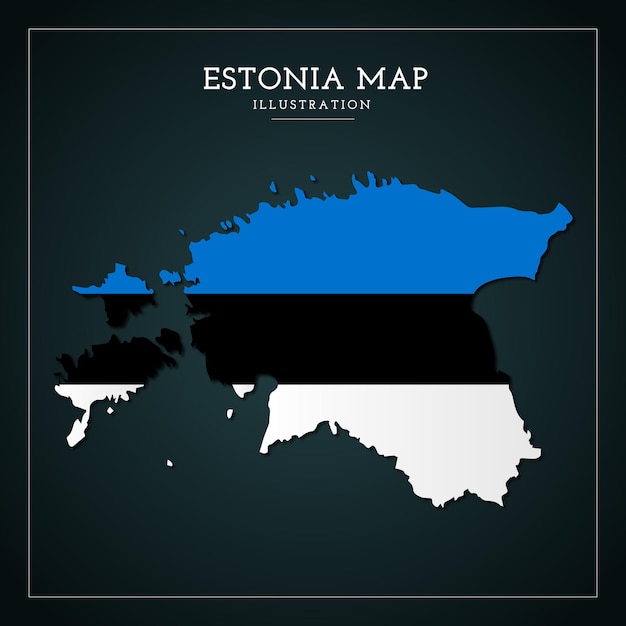 3D Estonia flag map vector Illustration