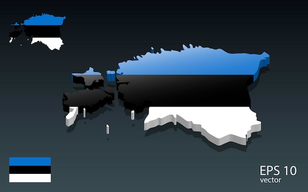 3D Estonia map and flag 3D shape design Independence day concept Perspective view Vector