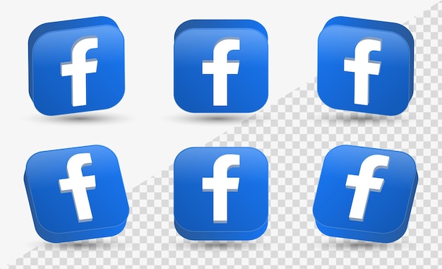 3d facebook logo in modern square for 3d social media icons logos or network platform icon frame