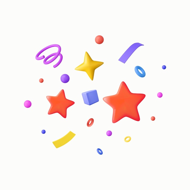3D feest confetti met ster en serpentine lint