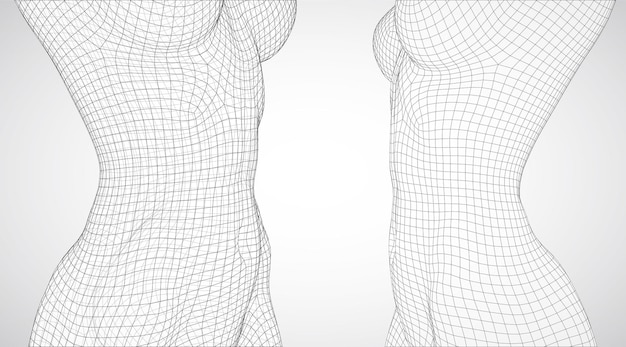 Premium Vector  Conceptual vector illustration of a human body female  breast and body in the form of a threedimensional triangular polygonal mesh  made of black lines