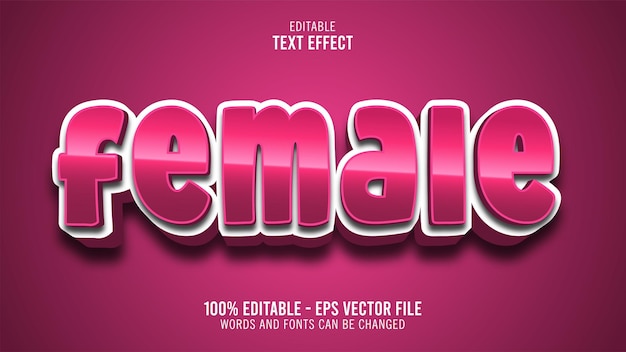 Vector 3d female editable text effect