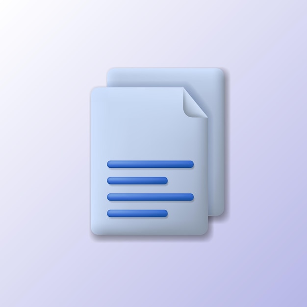 3d file page document paper or copy cute icon illustration concept for digital data archive