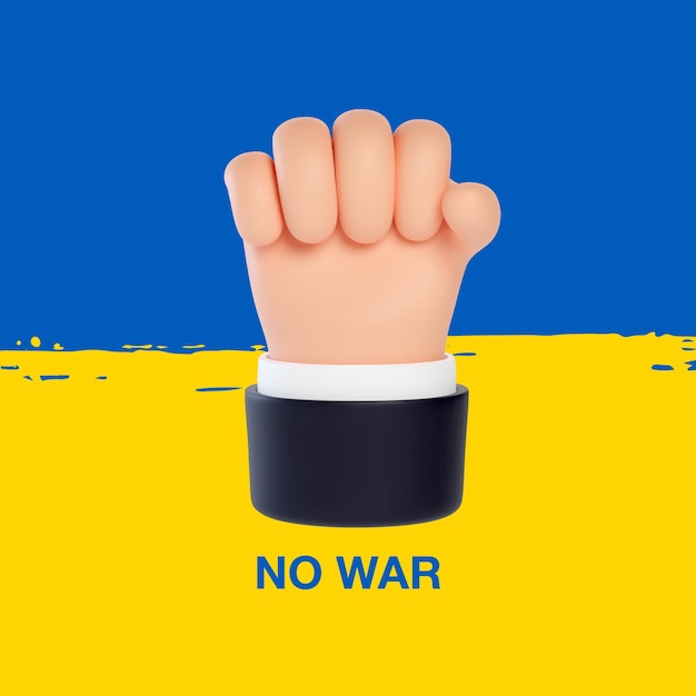 3d fist on Ukraine flag background