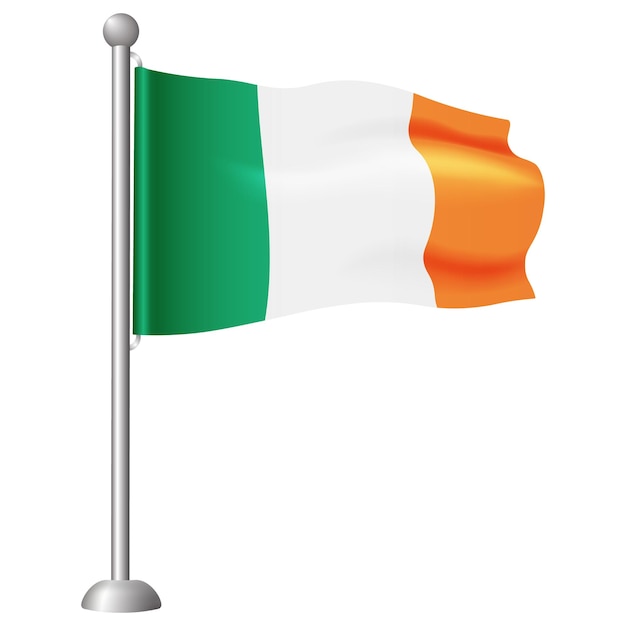 Bandiera 3d dell'irlanda isolata su uno sfondo trasparente illustrazione vettoriale