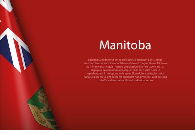 Vector 3d flag manitoba state of canada isolated on background with copyspace