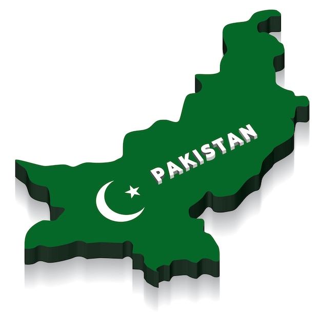 3d flag map of Pakistan