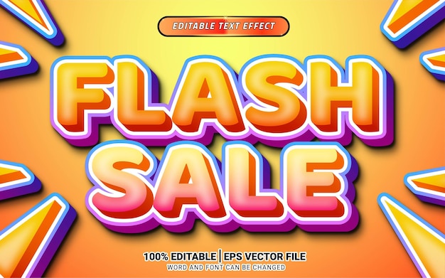 3d flash sale orange text effect template design