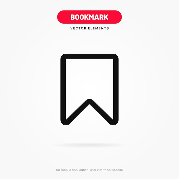 3d flat minimal bookmark icon vector add bookmark symbol icon flat design Favorite symbol