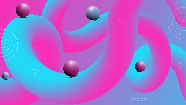 Vector 3d fluid shapes with abstract background