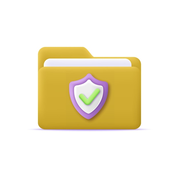 Vector 3d folder with shield security concept vector