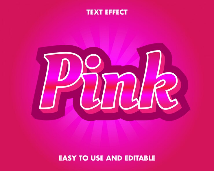 3D Font Effect Pink and Shadow Outline.   