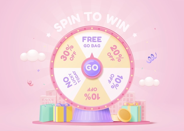 Vector 3d fortune spinning wheel template