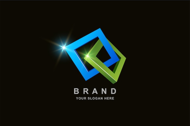 3D рамка квадратный дизайн логотипа
