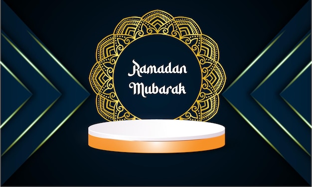 3d free ramadan kareem background lamps and podium vextors