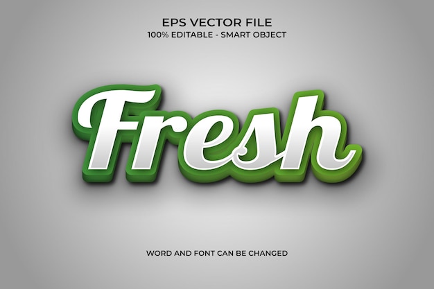 Vector 3d fresh green editable text style effect