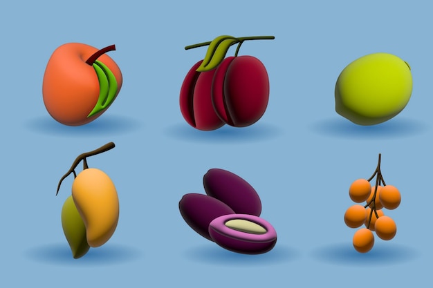 3D Fruit Icon Set-collectie