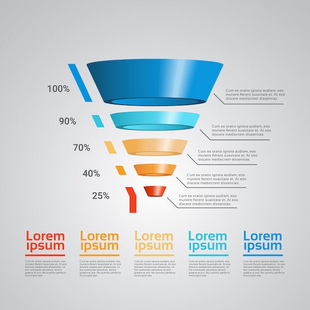 Vector 3d funnel infographic template