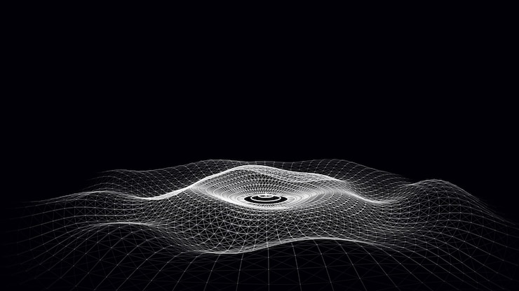Vector 3d futuristic circle wave abstract digital background glowing music sound wave with dots and lines vector technology backdrop with moving particles graphic effect network connection
