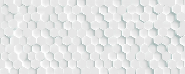 3 D未来的なハニカムモザイク白い背景。現実的な幾何学的なメッシュセルテクスチャ。六角形のグリッドで抽象的な白い壁紙。
