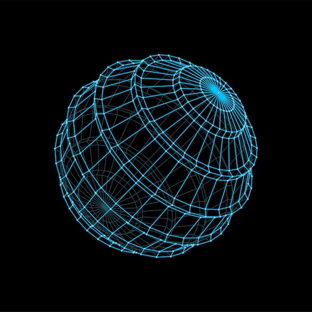 3d futuristic sphere and ball wireframe shape