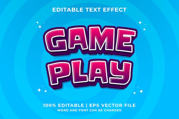 3d Game Play Cartoon Editable Text Effect Premium Vector