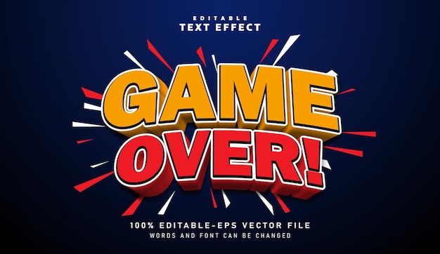 Vettore effetto testo game over 3d effetto testo modificabile