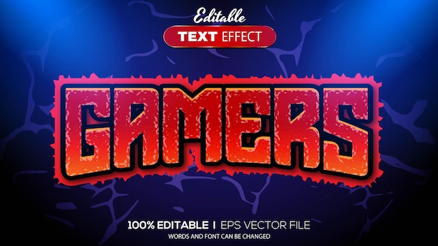 Vector 3d gamers text effect editable text effect