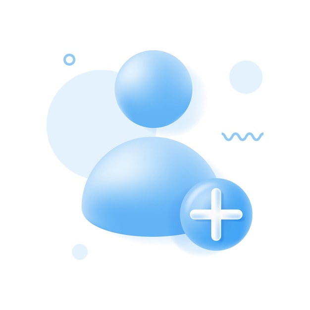 3D Gebruikerspictogram toevoegen Groepssymbool maken Nieuw profielaccount Mensenpictogram en plus Avatar mens persoon mensenpictogram Trendy en moderne vector in 3D-stijl