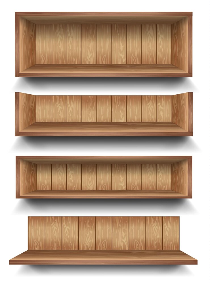 3d geïsoleerd Leeg plank voor tentoonstelling Vector illustratie