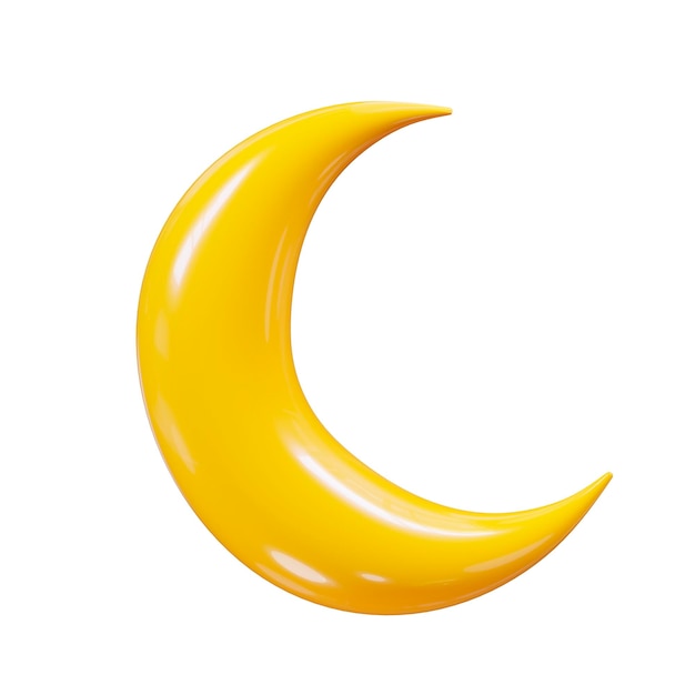 Vector 3d gele halve maan symbool gele metalen maan met licht en schaduw voor islamitische feestdag vector