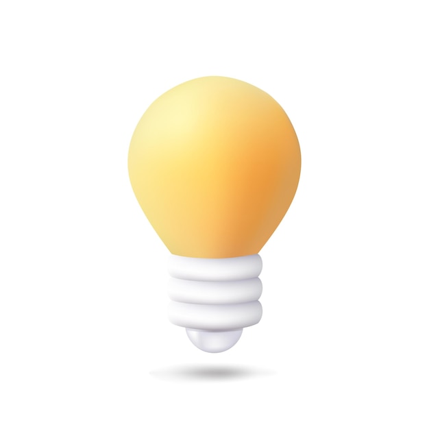 Vector 3d-gele lamp pictogram geïsoleerd op een witte achtergrond oplossing en strategie concept