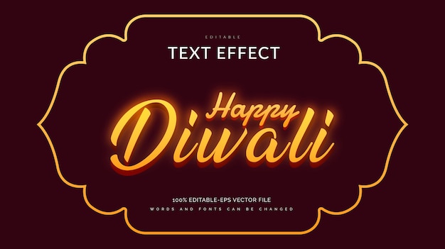 3d Gelukkig diwali bewerkbaar teksteffect.