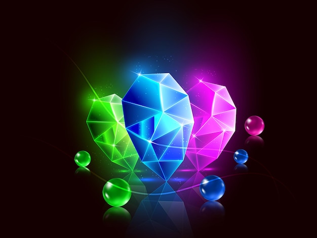 Vector 3d gems vector illustration